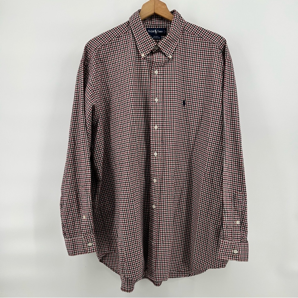 Ralph Lauren Blake Shirt Mens XL Red Black Check Gingham Button Down Dadcore